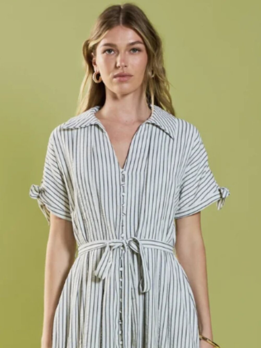 English Factory Pinstripe Polished Shirt Dress